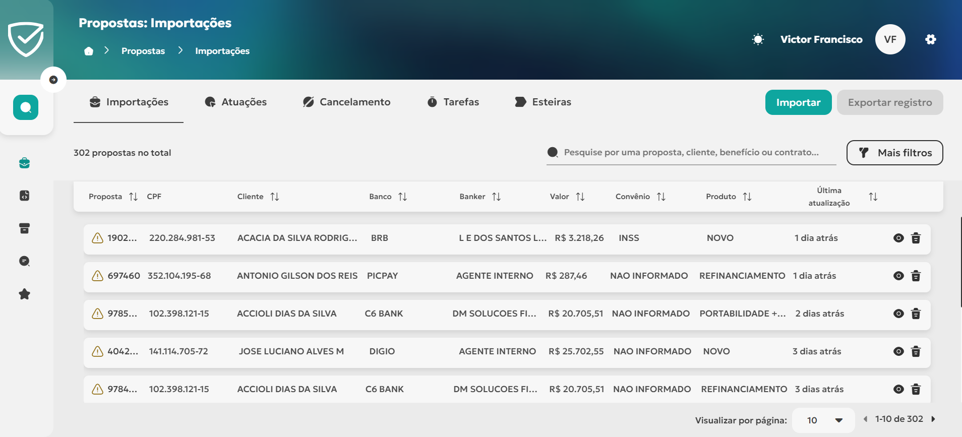 Listagem de propostas — Depois